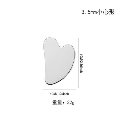 Factory direct stainless steel large heart-shaped scraping plate hand face scraping metal massage beauty tools wholesale