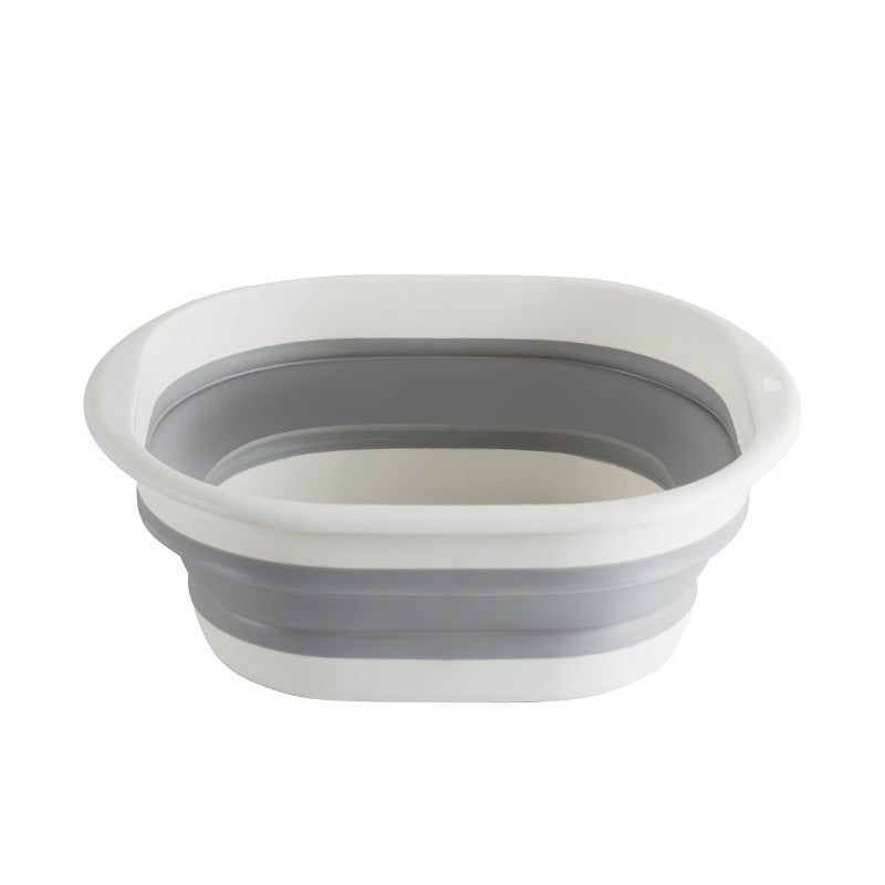 Portable Silicone Collapsible Washbasin Vegetable Washing Basin Student Dormitory Plastic Foot Soaking Foot Washing Basin Household Multi-purpose Basin