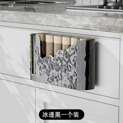 Household Glacier Pattern Garbage Bag Storage Box Punch-Free Storage Box Withdrawable Kitchen Garbage Bag Storage Rack