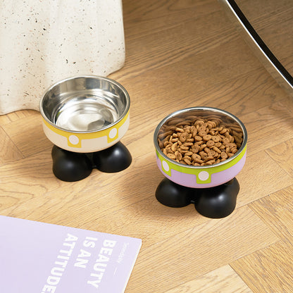 Pet stainless steel bowl non-slip large capacity dog bowl cat goblet bowl neck protection pet bowl anti-knock cat bowl new