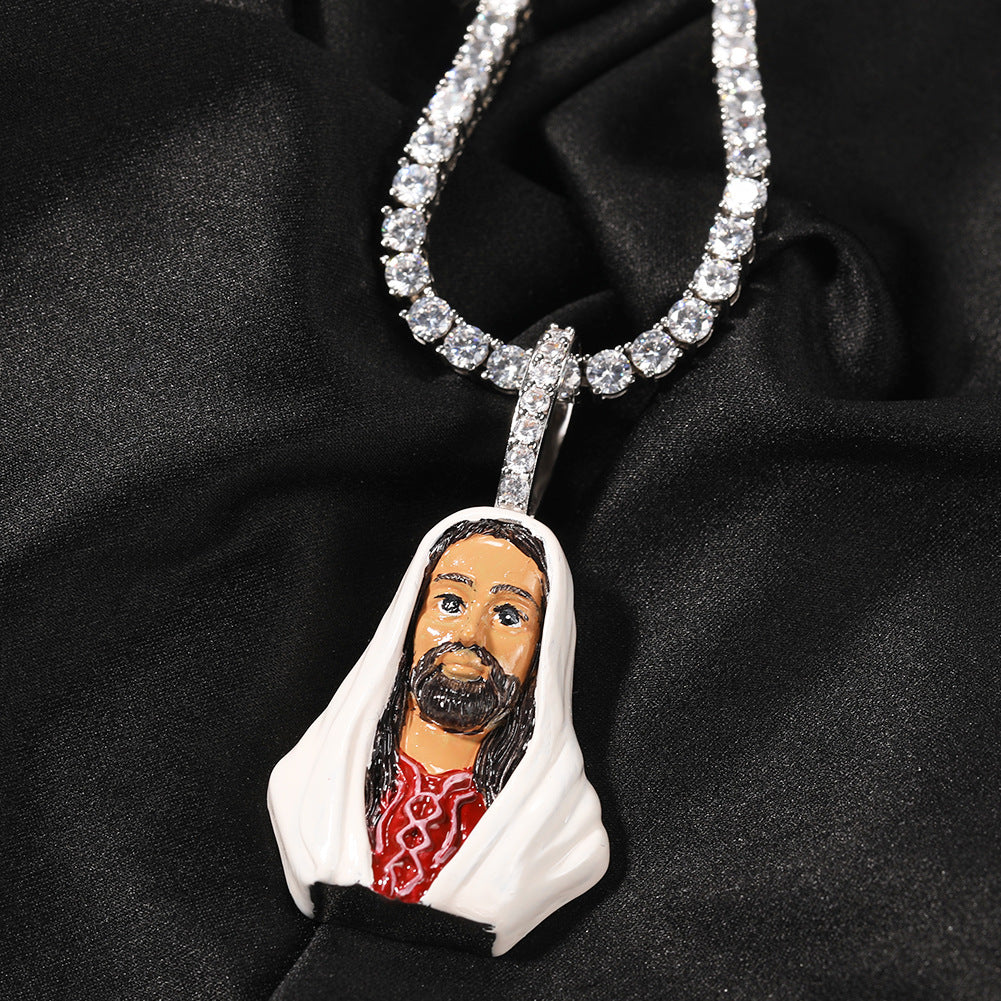 European and American New Products Copper Material Enamel Men's Avatar Personalized Hip-Hop Pendant Necklace Trendy Accessories Jewelry Wholesale