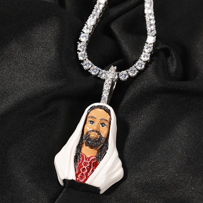 European and American New Products Copper Material Enamel Men's Avatar Personalized Hip-Hop Pendant Necklace Trendy Accessories Jewelry Wholesale