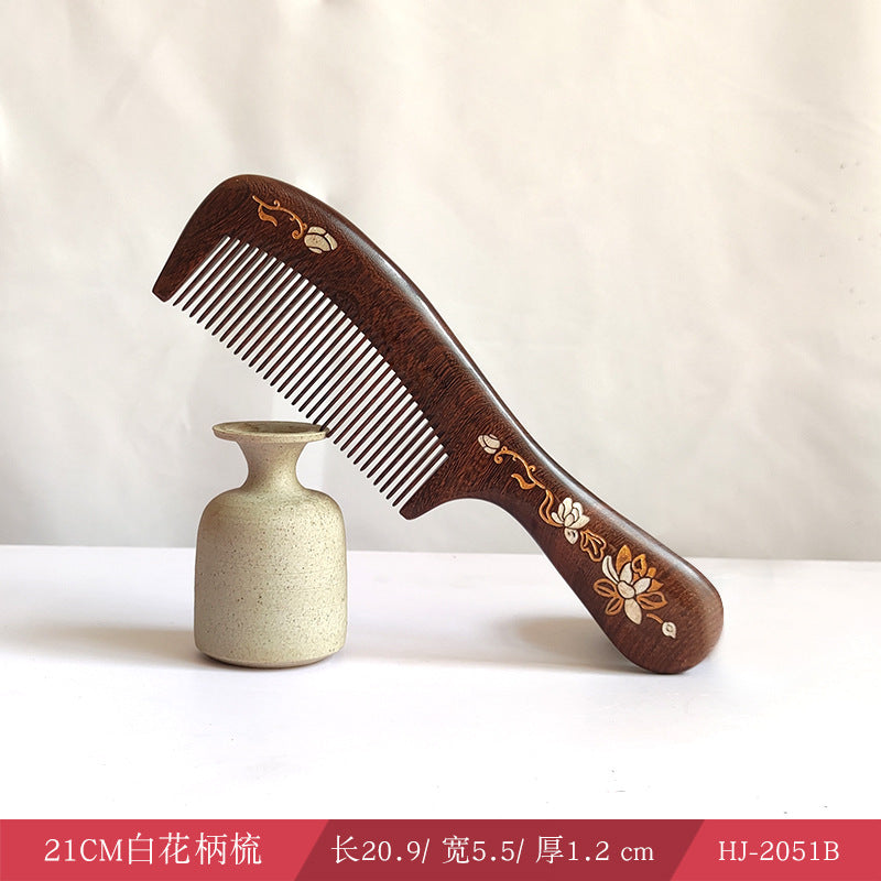 Sandalwood Comb for Meridian Scalp Massage, Anti-Static Hair Comb for Women, Medium-Tooth Volumizing Comb, Meridian Comb Gift Box