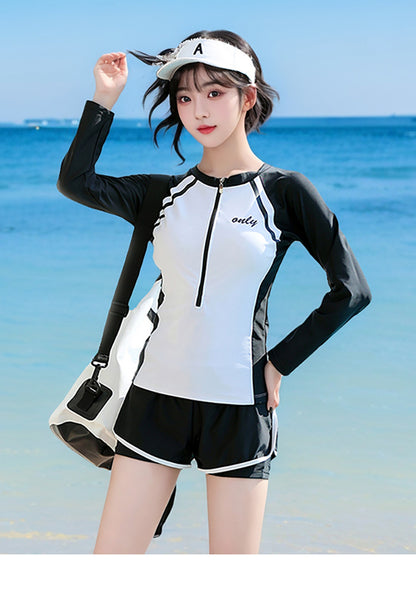 Sports Style Swimsuit Female Split Student Conservative Belly-Covering Slimming Look Boxer Briefs Large Size Summer Hot Spring 2025 New Style