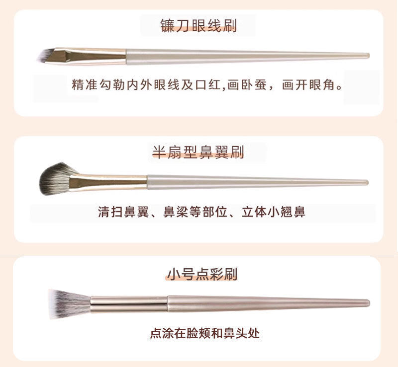 New Makeup Brush Set of 15 Gold-Plated Brushes, Complete Set of Soft-Bristled Eye Shadow Brushes, Ready for Makeup Application