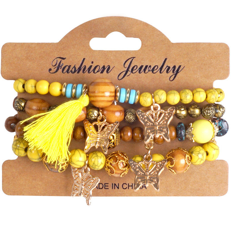 European and American Cross-Border Hot-Selling New Bohemian Bracelets Creative Tassel Multi-Layer Beaded Bracelets Fashion Jewelry