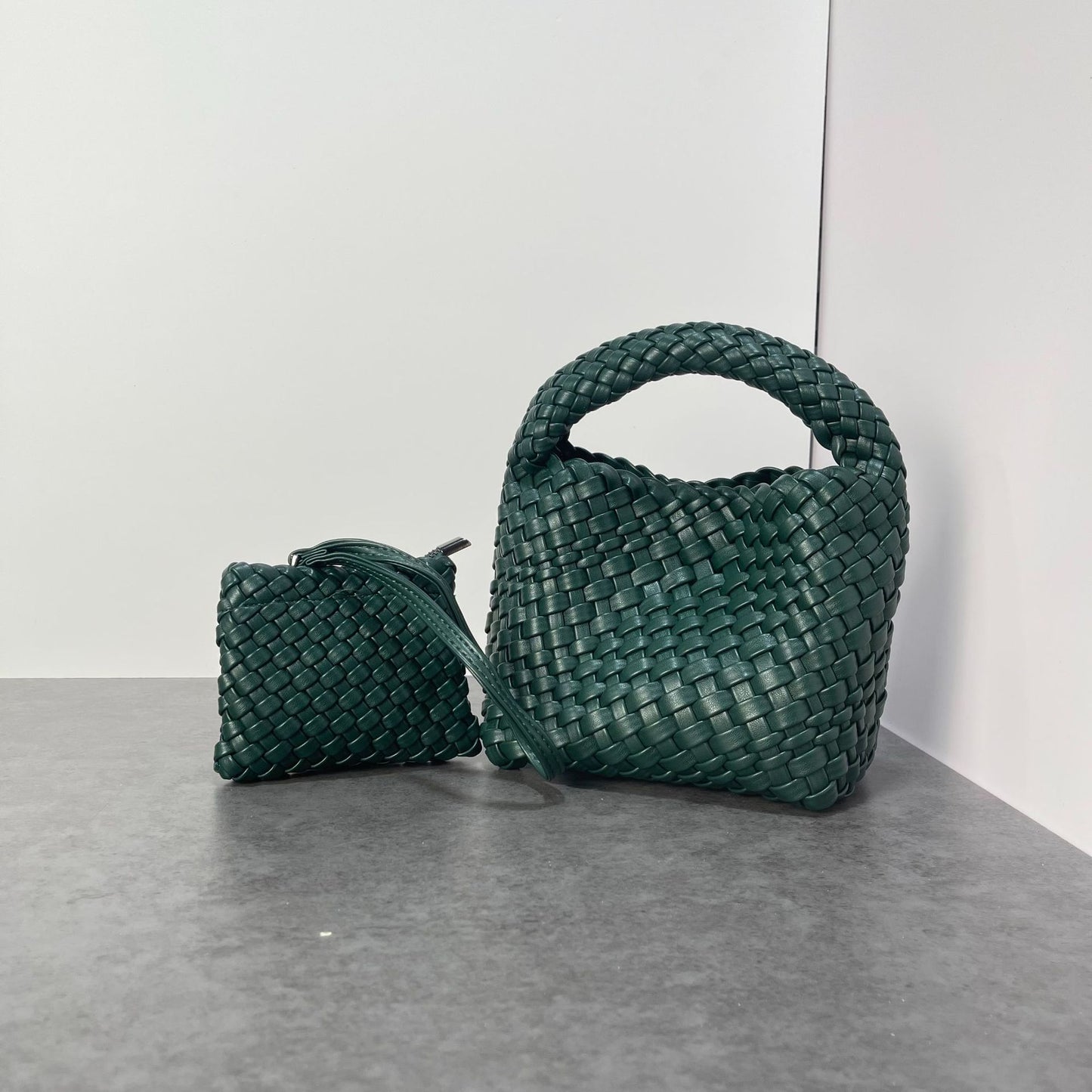 PU handmade woven bag summer high-end niche design women's bag handbag shoulder bag vegetable basket Ins bag