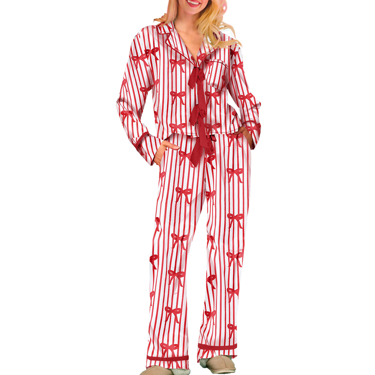 2024 autumn and winter Amazon new long sleeve home clothes pajamas Christmas Halloween digital printed pajamas suit