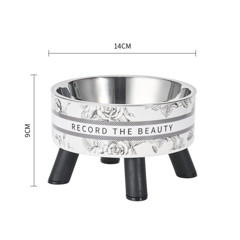 Pet Bowl Anti-overturning Cat Bowl Pet Stainless Steel Dog Bowl Cat Neck Protection High Foot Bowl Dog Food Utensils Cross-border New