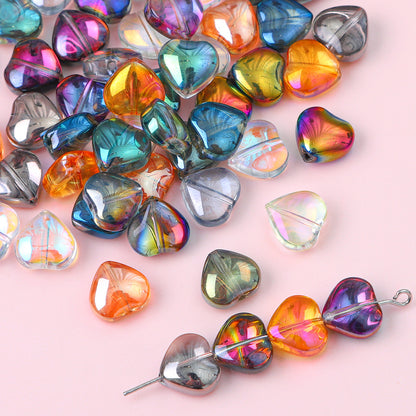 10mm Glass Color-Coated Peach Heart Crystal Beads Loose Beads DIY Handmade Necklace Bracelet Ear Jewelry Manufacturer Direct Sales Wholesale