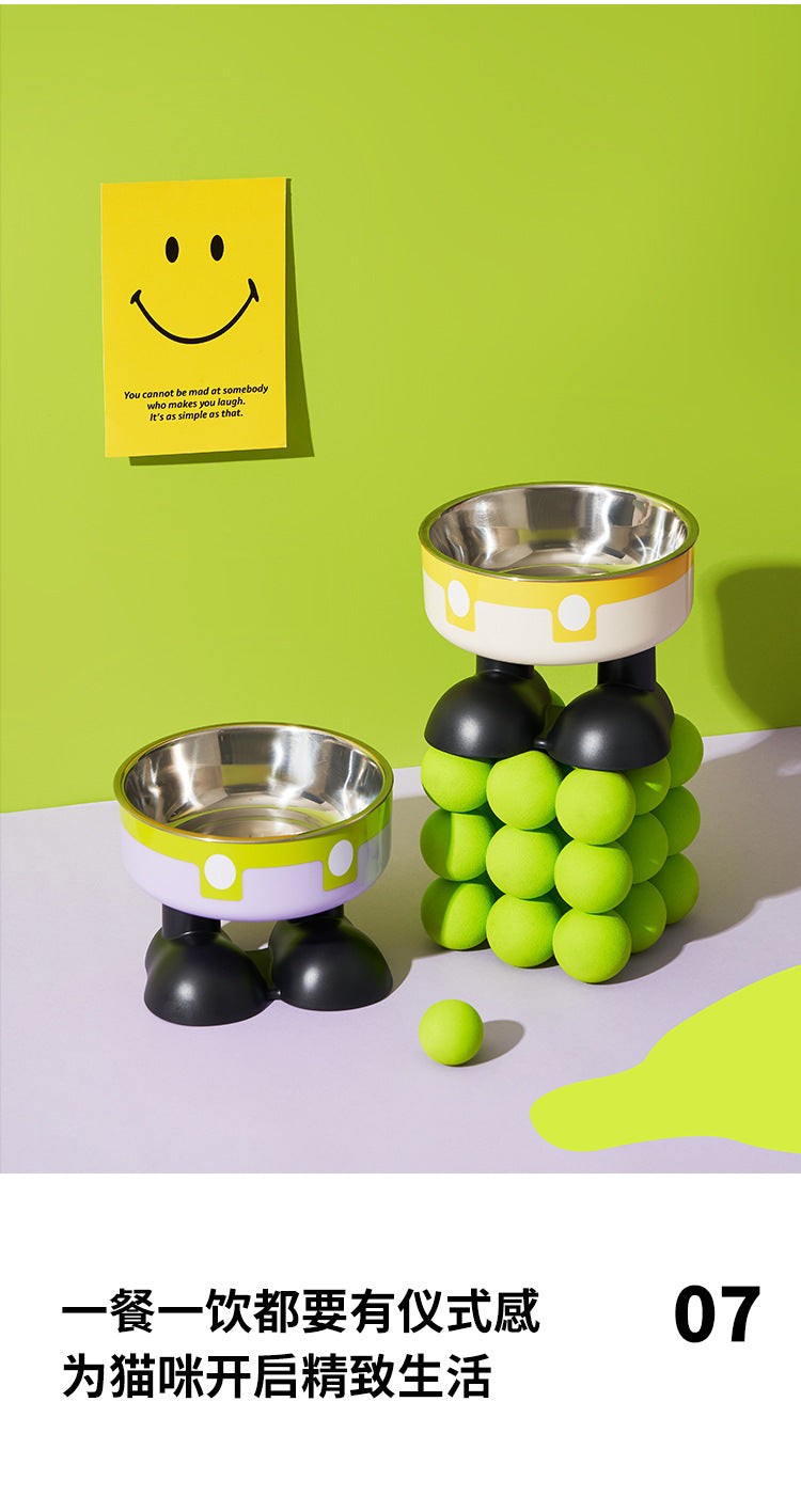 Pet stainless steel bowl non-slip large capacity dog bowl cat goblet bowl neck protection pet bowl anti-knock cat bowl new