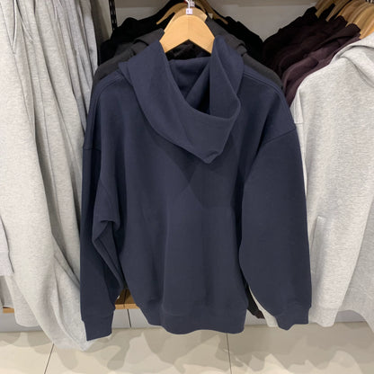 New Style Couple's Loose-Fitting Round-Neck Hooded Sweatshirt, Long-Sleeved Sweatshirt, Heavyweight Pure Cotton 400g Hoodie with Printed Logo