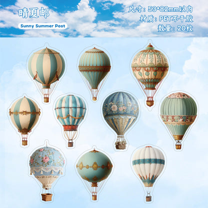 Cross-Border Retro Story Clear Sky Series Hot Air Balloon Background Decoration 20 Pet Retro Handbook Base Stickers