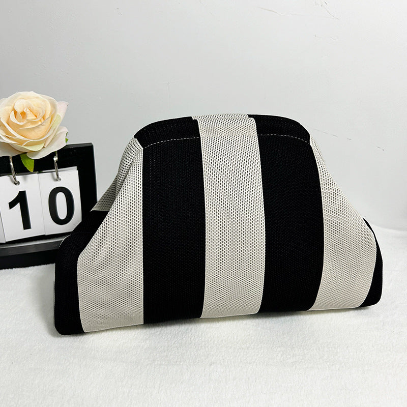 Cross-Border Dropshipping Knitted Bag Striped Clutch Bag for Women Fly-Knit Cloud Versatile Stylish Portable Makeup Bag Large Capacity