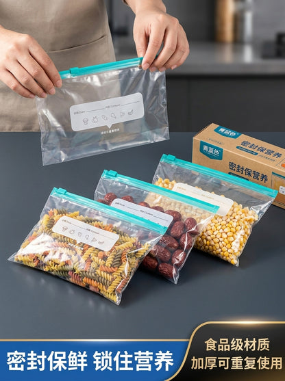 Dense Bag Zipper Fresh-Keeping Bag Refrigerator Freezer Refrigeration Removable Storage Seal Bag Self-Sealing Waterproof Thickeneding and Widening
