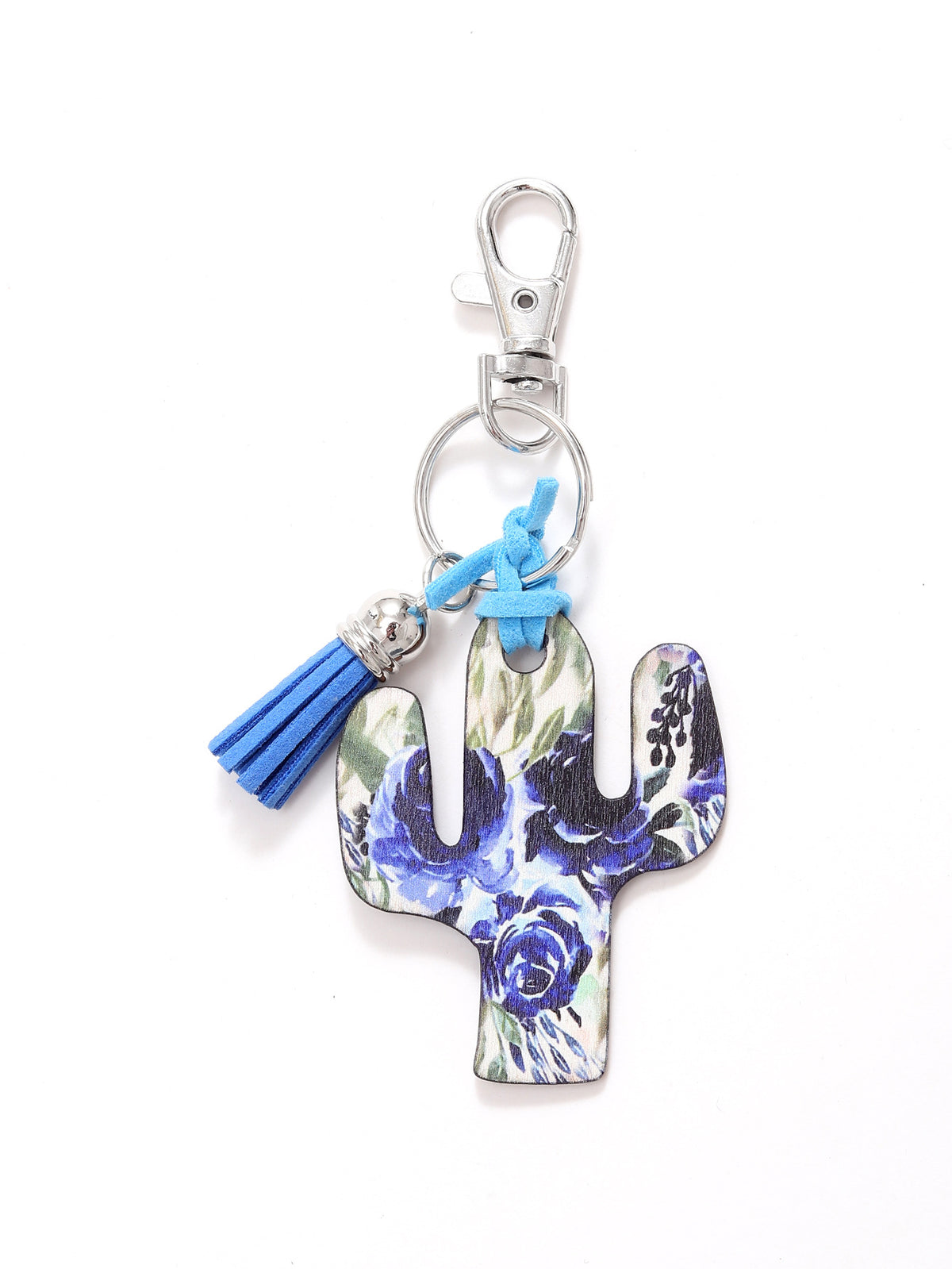 New Wooden Cactus Keychain Leopard Flower Rainbow Sunflower Striped Printed Bag Car Pendant