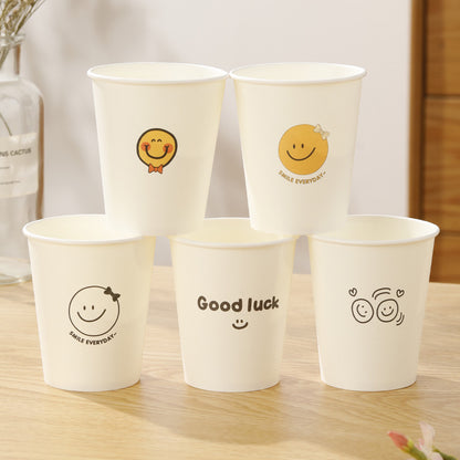 Disposable Paper Cups with Cute Cartoon Patterns for Commercial, Office, and Home Use, Food-Grade, 250ml, Thickened