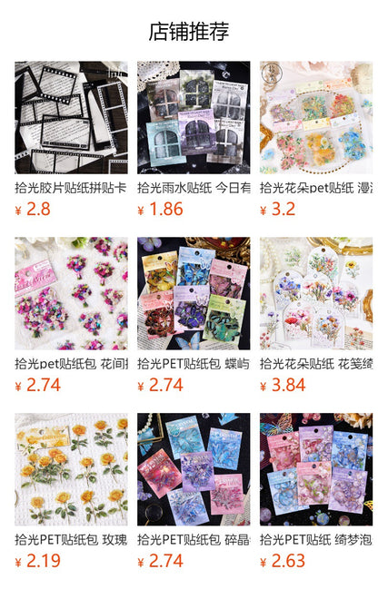 Light-Picking Bronzing Wave Handbook Stickers Natural Water Series Pet Material DIY Decorative Collage Stickers Cross-Border