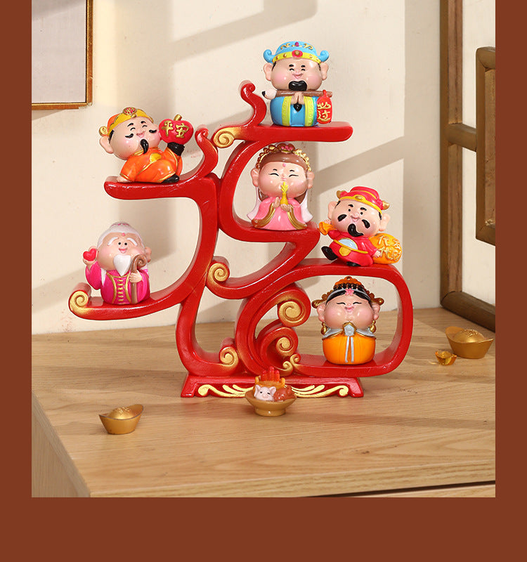 Fuxing Linmen God of Wealth Decoration Office Home Living Room Decorations Hallway Opening Housewarming Gift