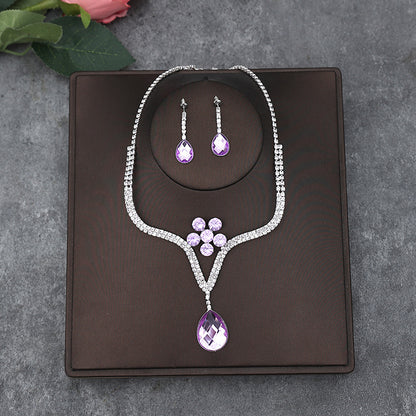 Korean Bride Necklace Earrings Two-piece Decorations Wedding Yarn Wedding Jewelry Wedding Accessories Dance Studio