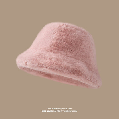 Plush Fisherman Hat for Women, New Autumn/Winter Korean Style, Versatile, Warm, Winter Cold Protection, Ear Protection Bucket Hat