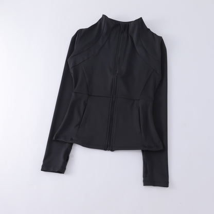 Yoga Clothing Women's Spring and Summer Vertical Collar Zipper Jacket Slim-fit Sun Protection Slimming Long-sleeved High-end Running Sports Fitness Top