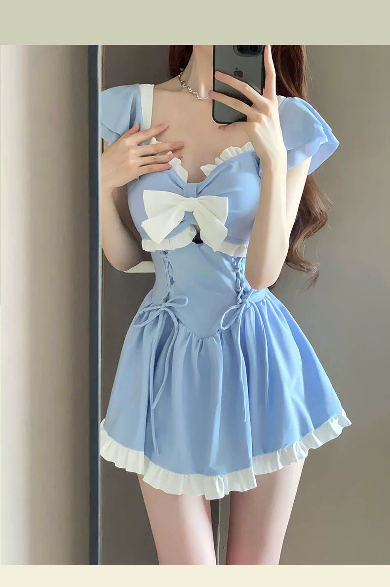 2025 New Swimsuit for Women, Conservative, Flesh-Covering, Slimming Look One-Piece Student Skirt Style, Boxer-Angle High-End Hot Spring Resort Swimsuit
