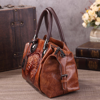 2025 New Chinese Style Retro European and American Style Bag Fashion Embossed Gradient Color Hand-Held Crossbody Pillow Women's Bag