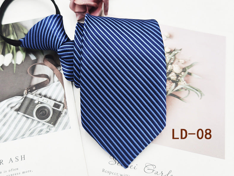 Factory In-Stock Zipper Tie Men's Formal Business 8cm Lazy Tie Red Black Striped Workplace Striped Tie