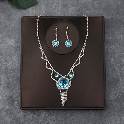 Korean Bride Necklace Earrings Two-piece Decorations Wedding Yarn Wedding Jewelry Wedding Accessories Dance Studio