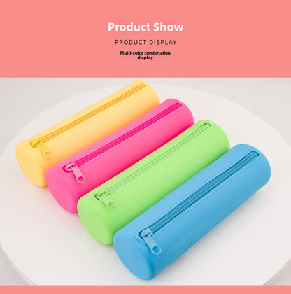 Round Silicone Bag Large Capacity Travel Multi-Purpose Toiletries Storage Bag Stationery Cosmetic Storage Box Storage