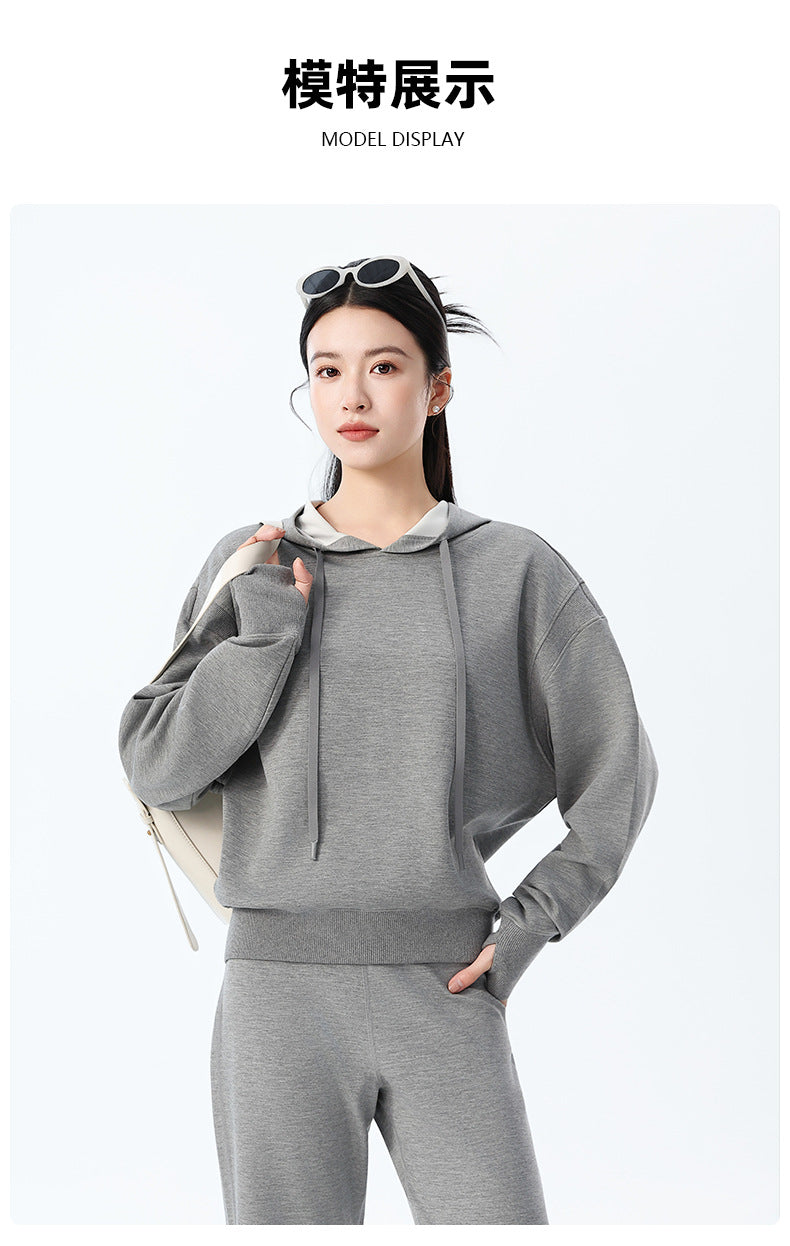 Couple Style Air Layer Hooded Top for Women, Lightweight, Breathable, High-End, Slim, Casual, Loose Sweatshirt, New Trendy Brand