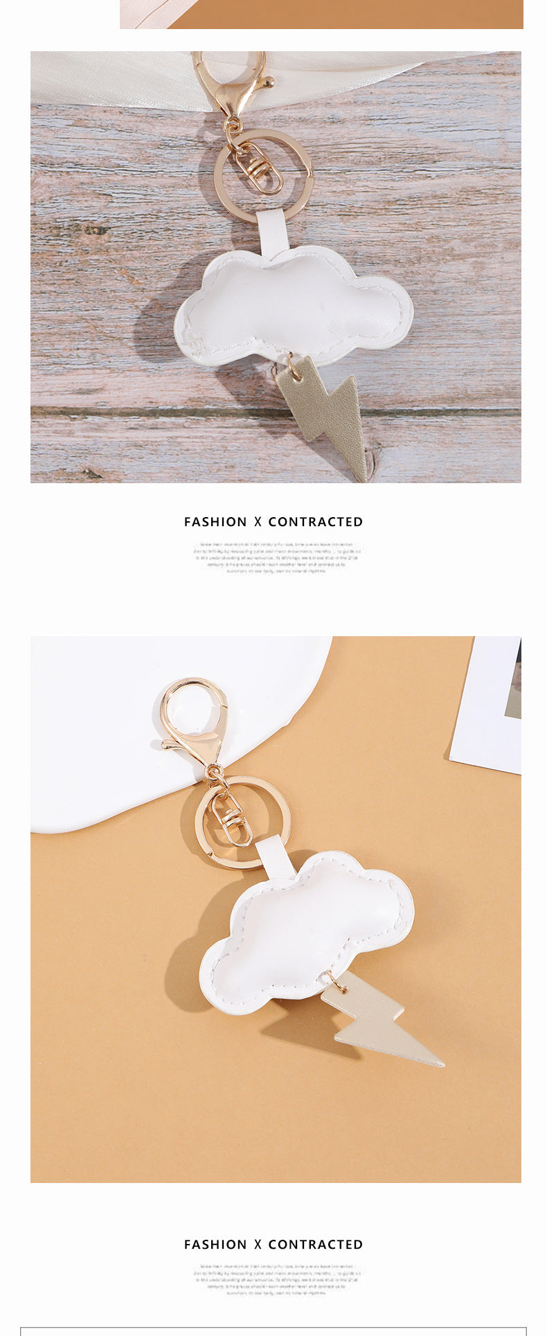 Ins Wind Cloud Lightning Summer Panda Giraffe Fruit Pu Printed Leather Pendant Keychain Bag Hanging