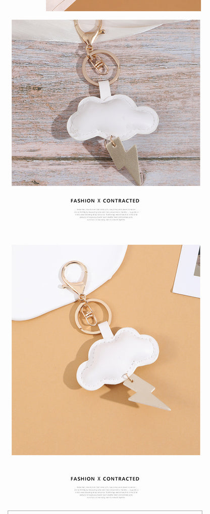 Ins Wind Cloud Lightning Summer Panda Giraffe Fruit Pu Printed Leather Pendant Keychain Bag Hanging