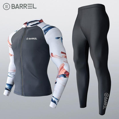 Sun Protection Swimsuit Men's Surfing Suit Split Quick-Drying Tight Jellyfish Suit Snorkeling Suit Wetsuit Full Body Long-Sleeved Trousers