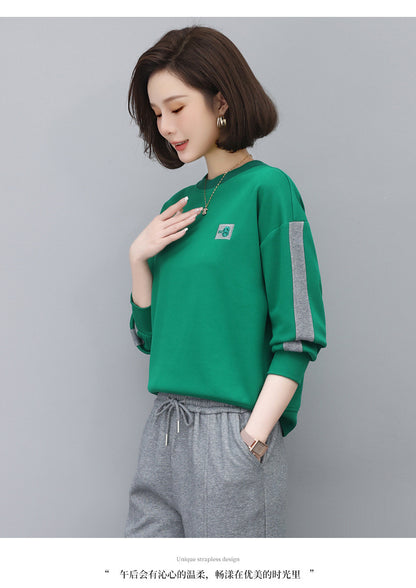 Round Neck Sweatshirt for Women 2024 Spring Small Hooded Sports Middle-Aged Mother Spring & Fall Tops Casual and Versatile