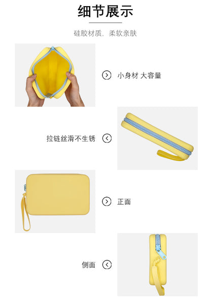 Customizable Silicone Cosmetic Bag Rectangular Travel Portable Silicone Storage Bag Waterproof Toiletry Bag Small Storage Bag