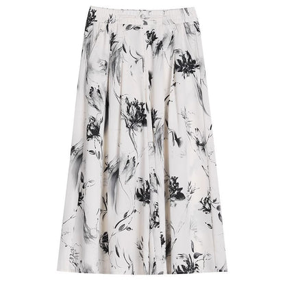 2025 Summer Thin Chiffon Wide-Leg Pants Women's Cropped Culottes Elastic Waist Small National Style Pants New Style Skirt