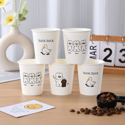 Cartoon Paper Cup Disposable Thickeneded Food Grade Household Hot and Cold Drink Coffee Cup Commercial Wholesale Hospitality Tea Cup