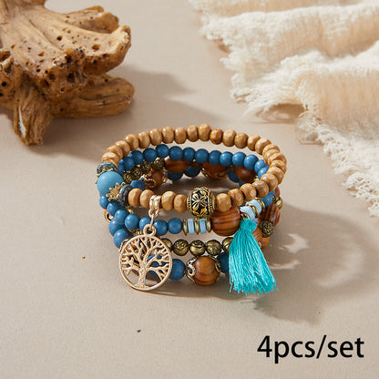 European and American Cross-Border Hot-Selling New Bohemian Bracelets Creative Tassel Multi-Layer Beaded Bracelets Fashion Jewelry