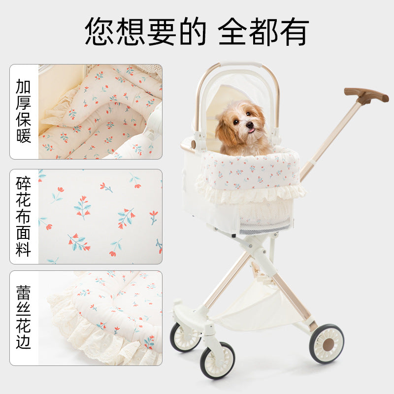 Fashionable Pet Stroller Edge Pad, Anti-Dirt Cover, Pillow, Cute Three-Piece Set, Universal for Cats and Dogs, Detachable and Washable, Wholesale