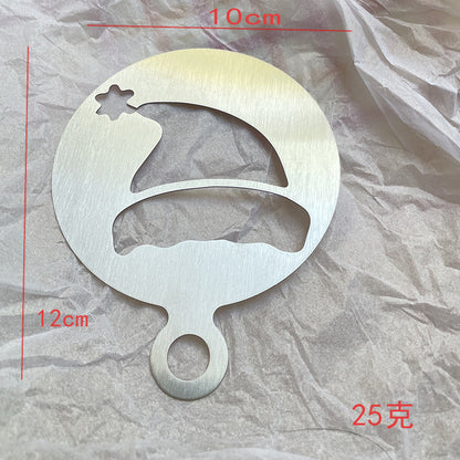 Factory Direct sales Christmas creative stainless steel coffee Garland piece mold portable coffee milk bubble spray flower printing template