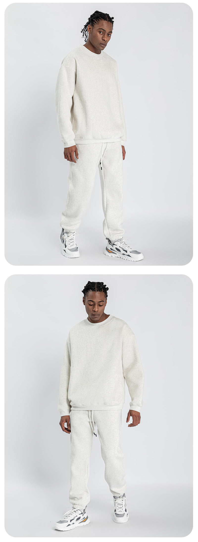 Cai Xiang Island Men's Clothing | Autumn and Winter 350g Dopamine Fleece Oversized Loose Trendy Brand Men's Sweatshirt and Pants Set