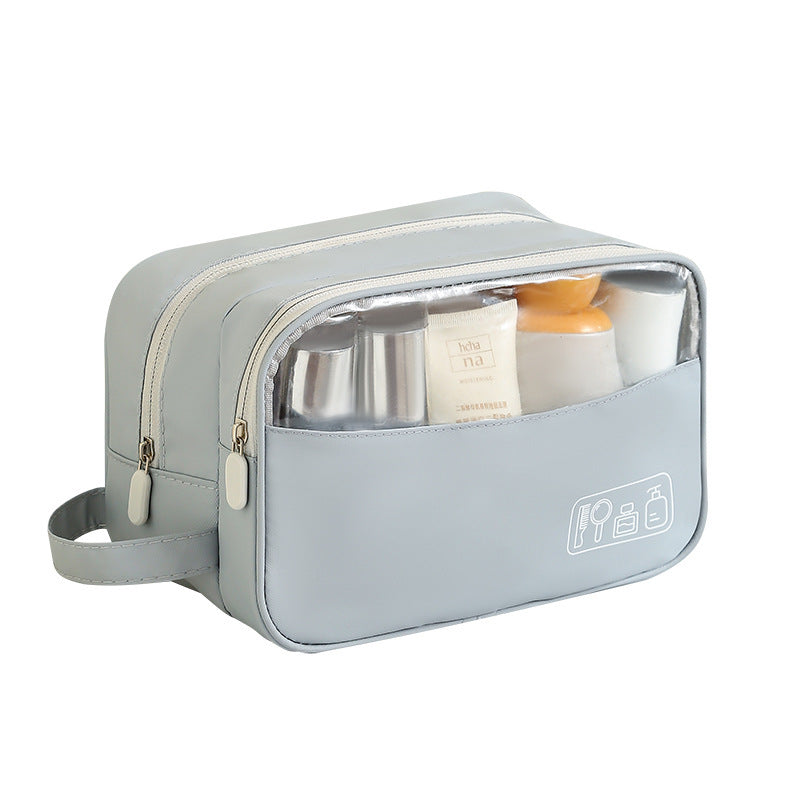 New Light Travel Leather Film Semi-permeable Toiletry Bag Waterproof Cosmetic Bag Increased Capacity Travel Daily Goods Easy Storage