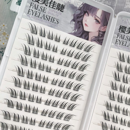 Yingmeijia Eyelashes Glue-Free Jade-Faced Little Fox False Eyelashes Ancient Style Natural Thick Oblique Segmented False Eyelashes Pure Desire