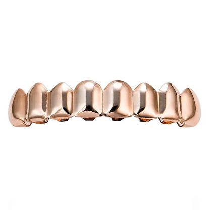 European and American Hot Selling Hiphop Hip-Hop Gold Braces Upper Teeth 8 Lower Teeth 8 Teeth Braces Cross-Border Glossy Braces
