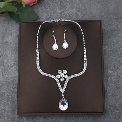 Korean Bride Necklace Earrings Two-piece Decorations Wedding Yarn Wedding Jewelry Wedding Accessories Dance Studio