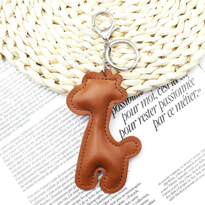 Ins Wind Cloud Lightning Summer Panda Giraffe Fruit Pu Printed Leather Pendant Keychain Bag Hanging