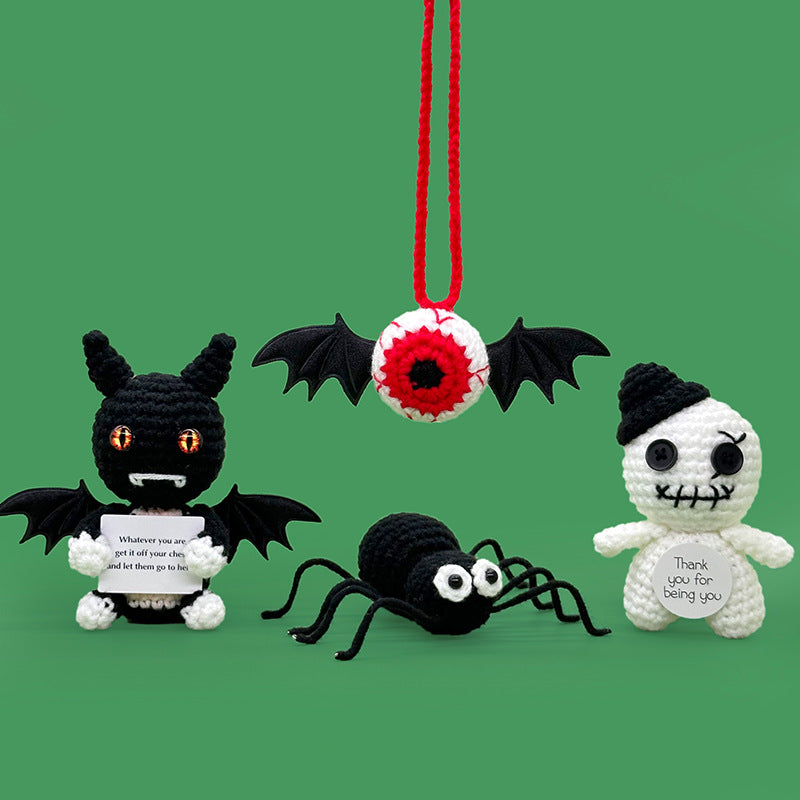 Cross-Border Amazon Handmade Knitted Doll Halloween Gift Ghost Little Devil Grim Reaper Emotional Plush Toy Wholesale