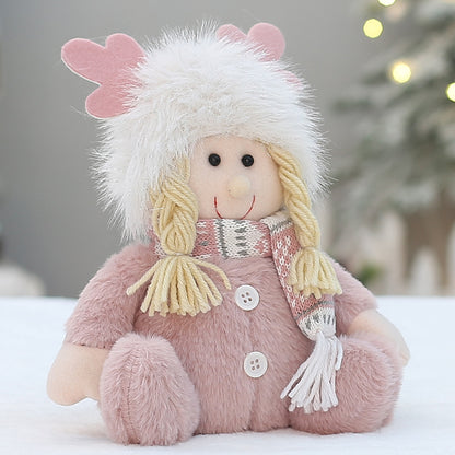 Cross Border Christmas Decorations Pink Antlers Doll Fabric Boys and Girls Doll Standing Doll Desktop Ornaments